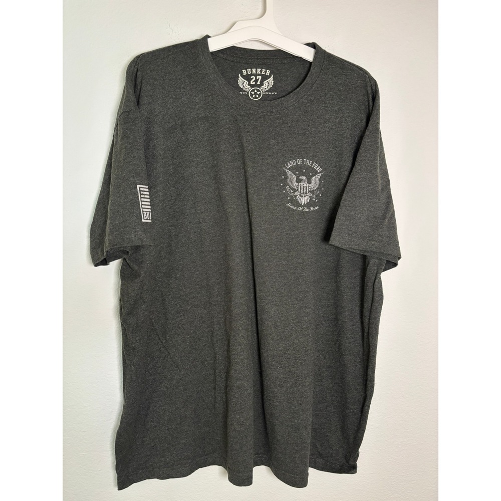 Bunker 27 Mens 3XL T-Shirt Charcoal Grey Land of the Free Patriotic Eagle Tee